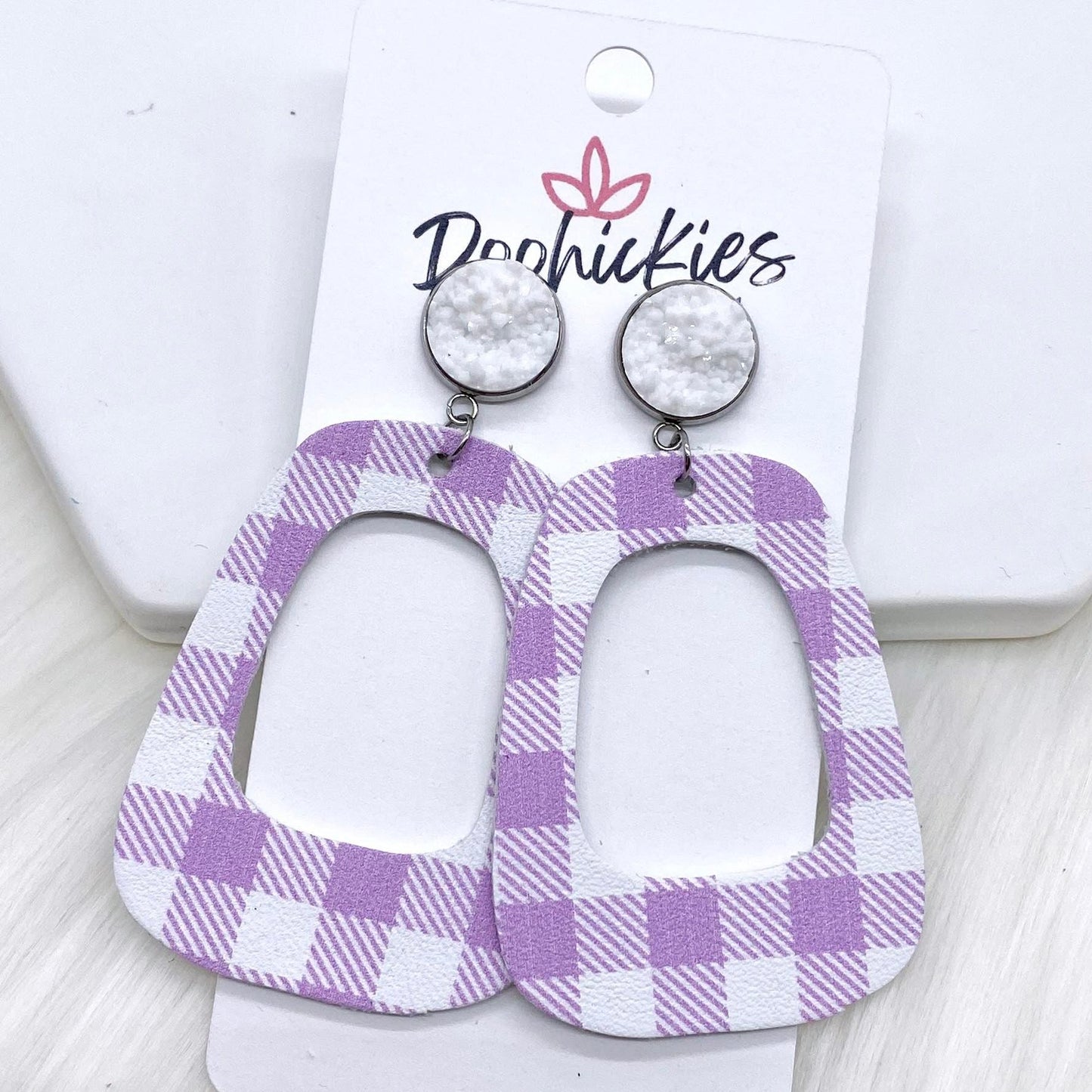 3" Spring Gingham Bell Bottoms -Earrings by Doohickies Wholesale