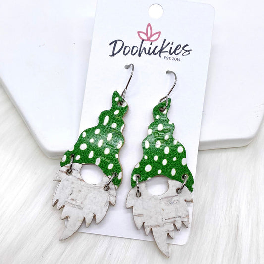 2.5" Green Doodle Dot Gnome -Earrings by Doohickies Wholesale