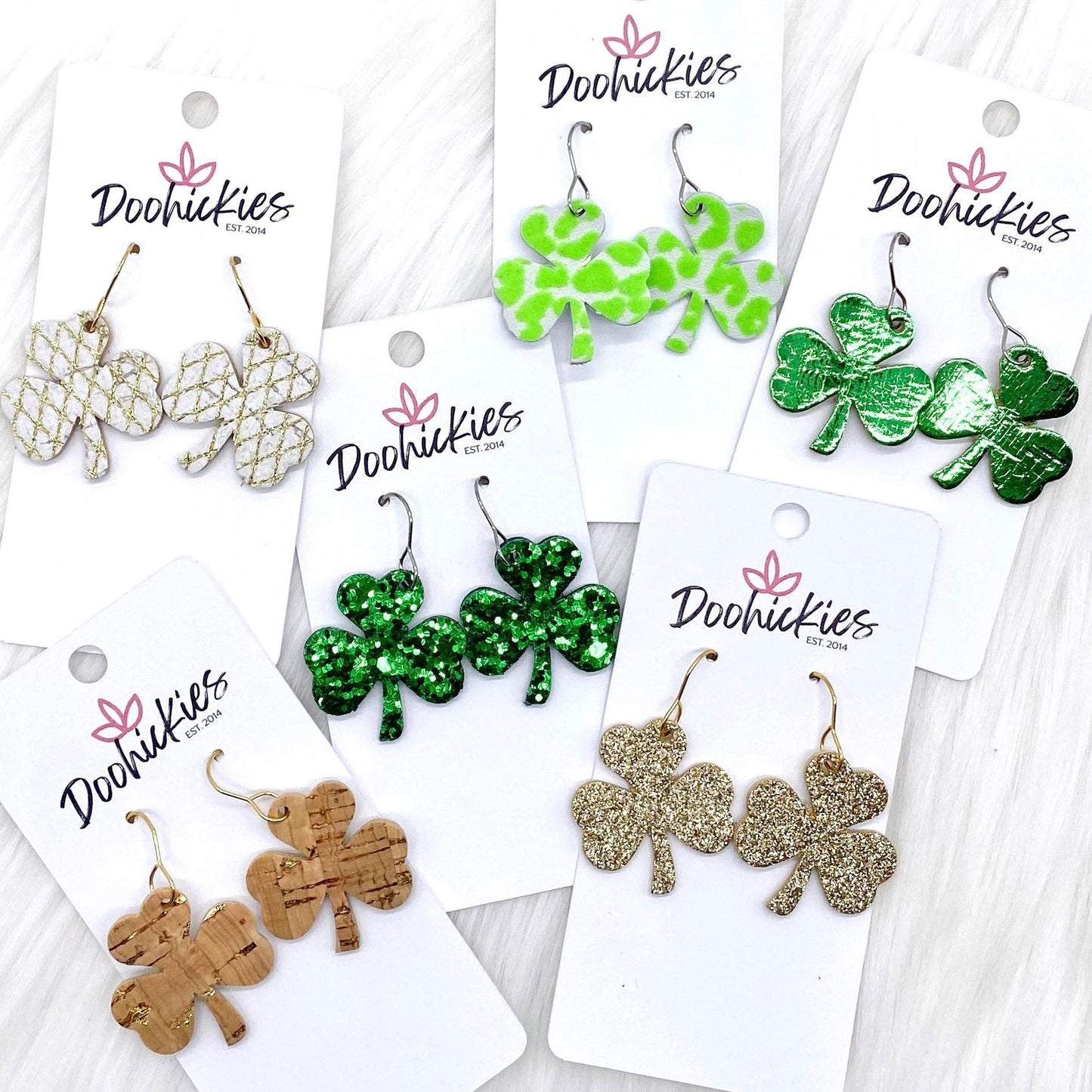 1.25" Itty Bitty Shamrocks -Earrings by Doohickies Wholesale