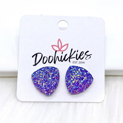 16mm Glittery Spring Triangles -Earrings by Doohickies Wholesale