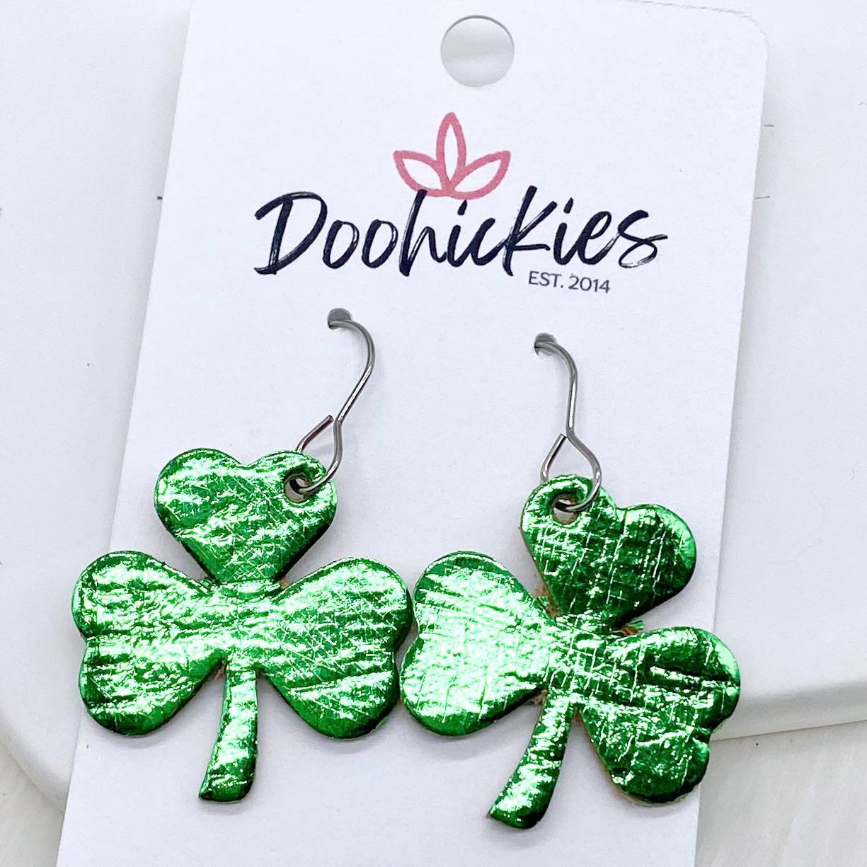 1.25" Itty Bitty Shamrocks -Earrings by Doohickies Wholesale