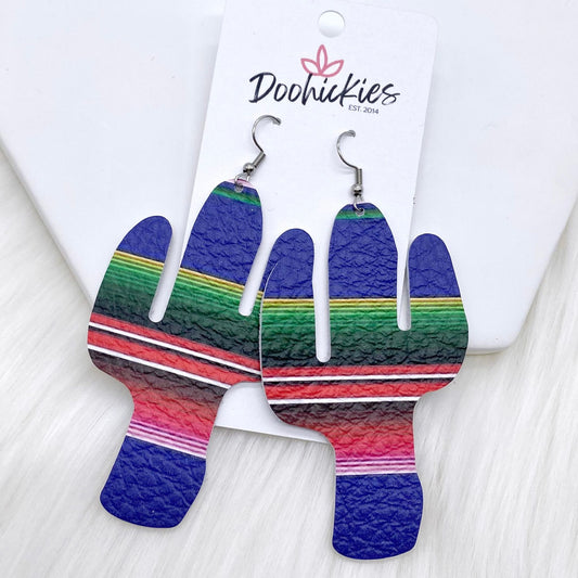 3" Fiesta Serape Cactus -Earrings by Doohickies Wholesale