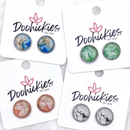 12mm Marble Singles -Earrings by Doohickies Wholesale