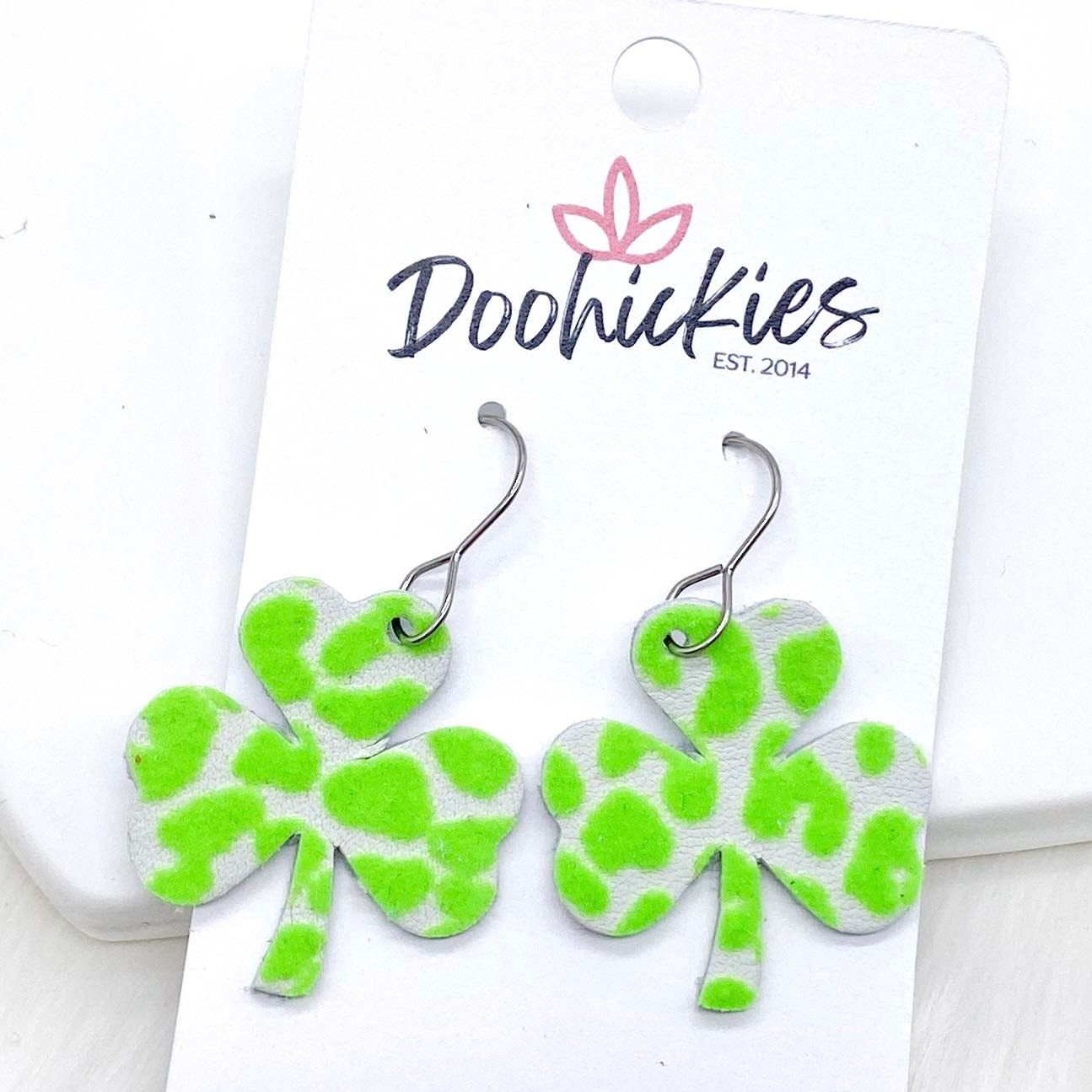 1.25" Itty Bitty Shamrocks -Earrings by Doohickies Wholesale