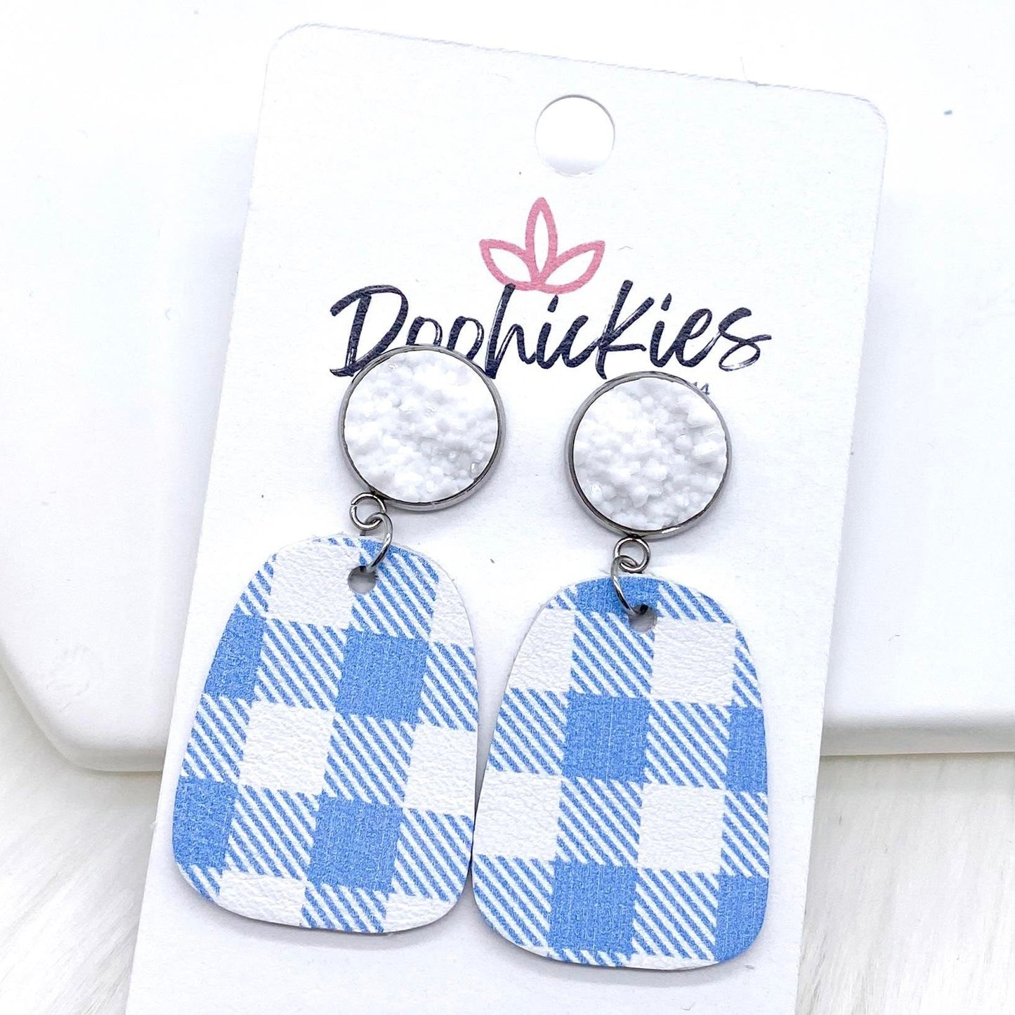 2" Spring Gingham Baby Bells -Earrings by Doohickies Wholesale