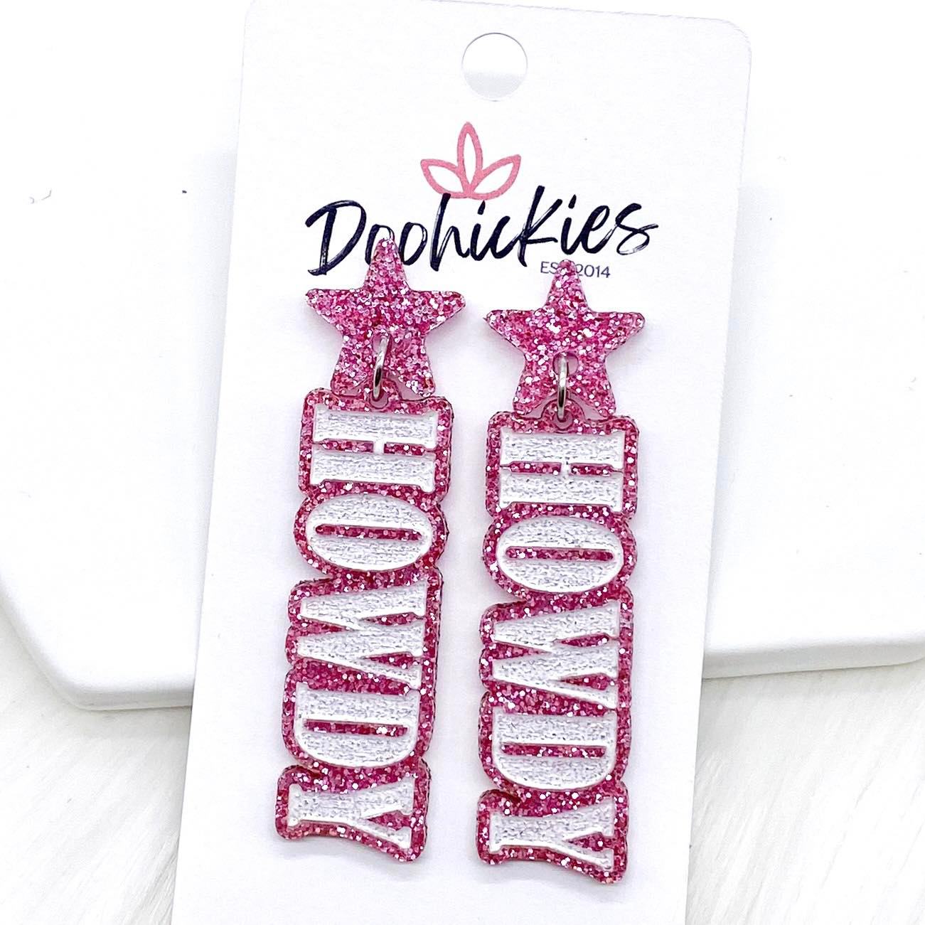 2.25" Glitzy Howdy Acrylic Dangles -Earrings by Doohickies Wholesale