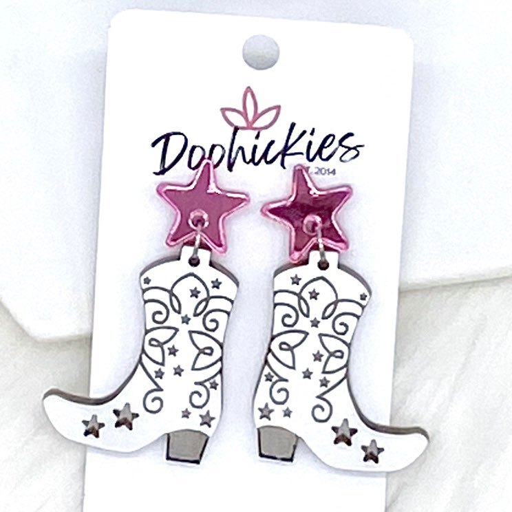 2" Boot Scootin' Acrylic Dangles - Earrings by Doohickies Wholesale