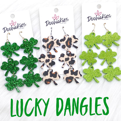 3" Lucky Shamrock Acrylic Dangles -Earrings by Doohickies Wholesale