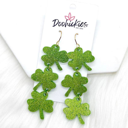 3" Lucky Shamrock Acrylic Dangles -Earrings by Doohickies Wholesale