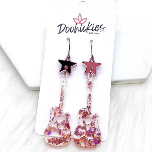 2.5" Glitzy Rockstar Acrylic Dangles -Earrings by Doohickies Wholesale