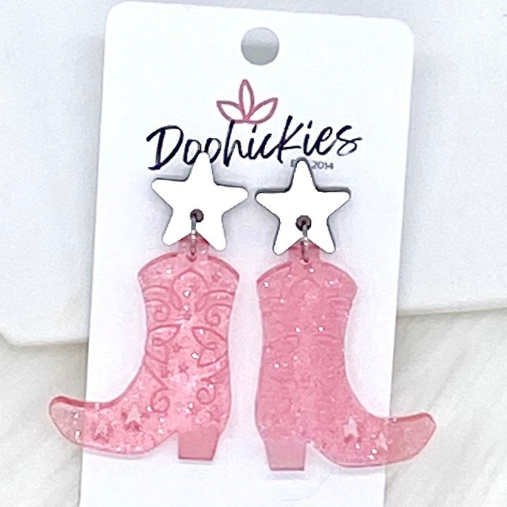 2" Boot Scootin' Acrylic Dangles - Earrings by Doohickies Wholesale