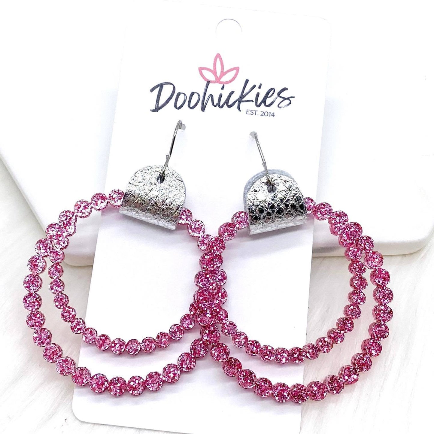 2" Pretty in Pearls (leather & acrylic) -Earrings by Doohickies Wholesale