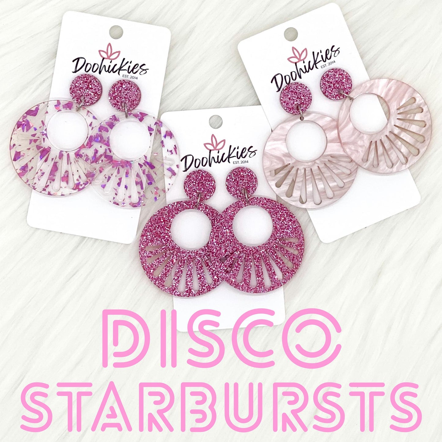 2.25" Disco Starburst Acrylic Dangles -Earrings by Doohickies Wholesale