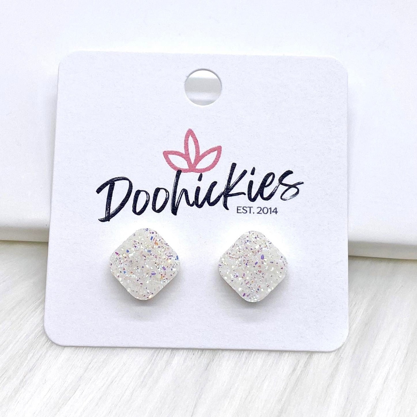 10mm Glitter Square Singles -Earrings by Doohickies Wholesale