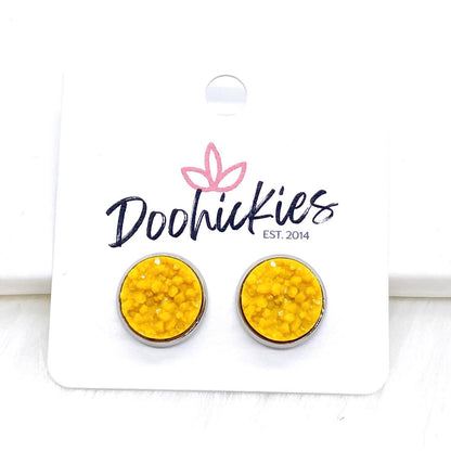 12mm Bright Crystal Studs in Stainless Steel Settings -Summer Earrings by Doohickies Wholesale