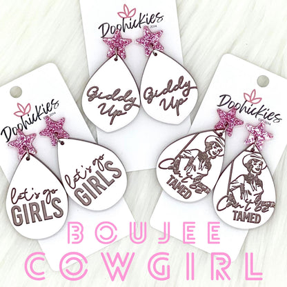 2" Boujee Cowgirl Acrylic Dangle Collection - Earrings by Doohickies Wholesale