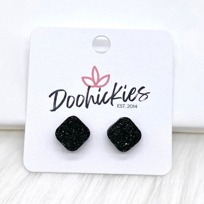 10mm Glitter Square Singles -Earrings by Doohickies Wholesale