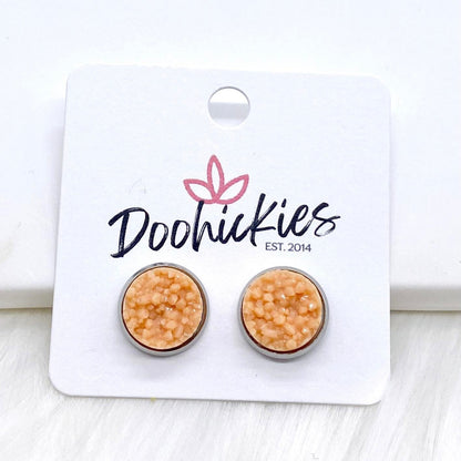 12mm Bright Crystal Studs in Stainless Steel Settings -Summer Earrings by Doohickies Wholesale