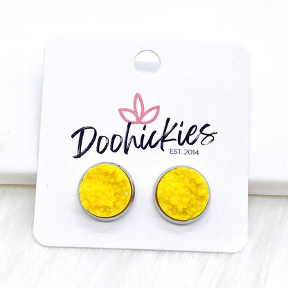 12mm Bright Crystal Studs in Stainless Steel Settings -Summer Earrings by Doohickies Wholesale