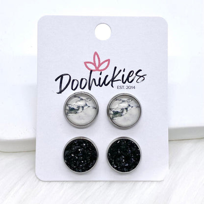 12mm Marble Duos -Earrings by Doohickies Wholesale