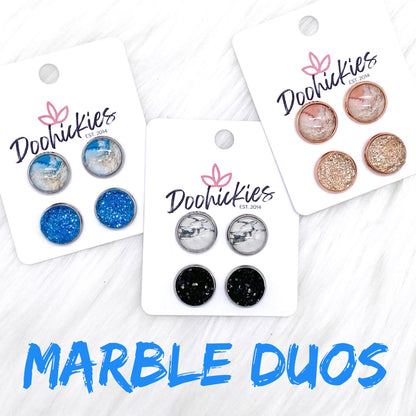 12mm Marble Duos -Earrings by Doohickies Wholesale