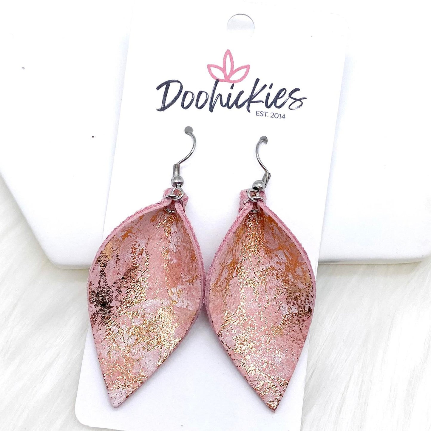 2" Shimmery Marble Small Petals -Earrings by Doohickies Wholesale