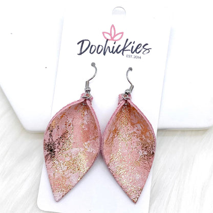 2" Shimmery Marble Small Petals -Earrings by Doohickies Wholesale