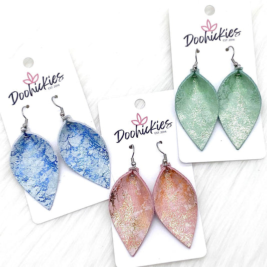 2" Shimmery Marble Small Petals -Earrings by Doohickies Wholesale