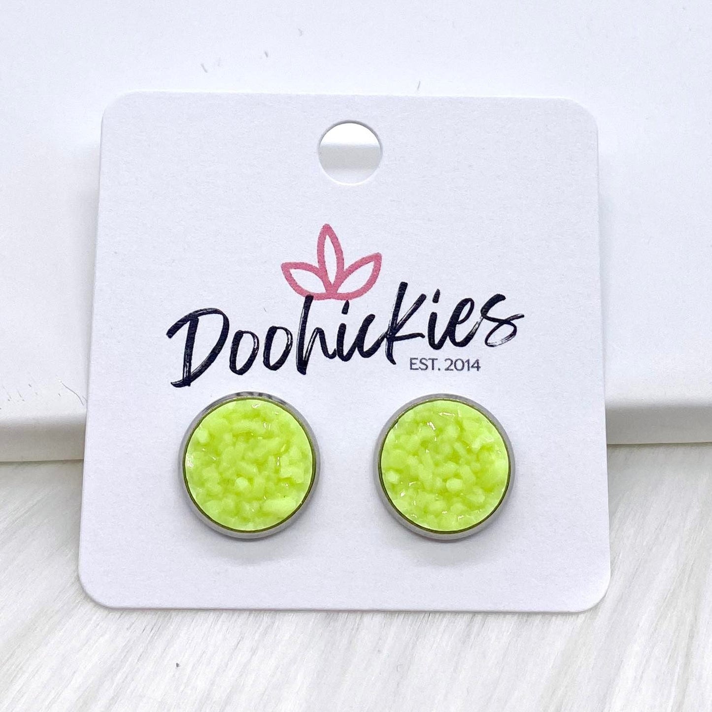 12mm Tropical Crystal Studs in Stainless Steel Settings -Summer Earrings by Doohickies Wholesale