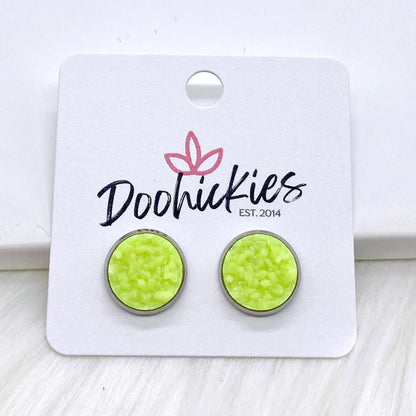 12mm Tropical Crystal Studs in Stainless Steel Settings -Summer Earrings by Doohickies Wholesale