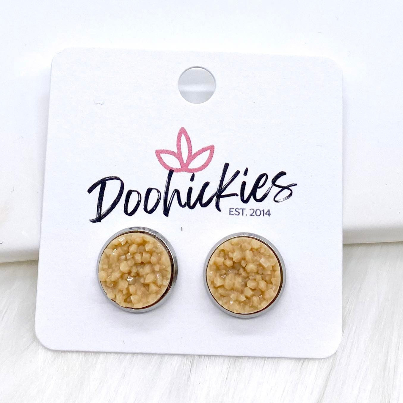 12mm Bright Crystal Studs in Stainless Steel Settings -Summer Earrings by Doohickies Wholesale