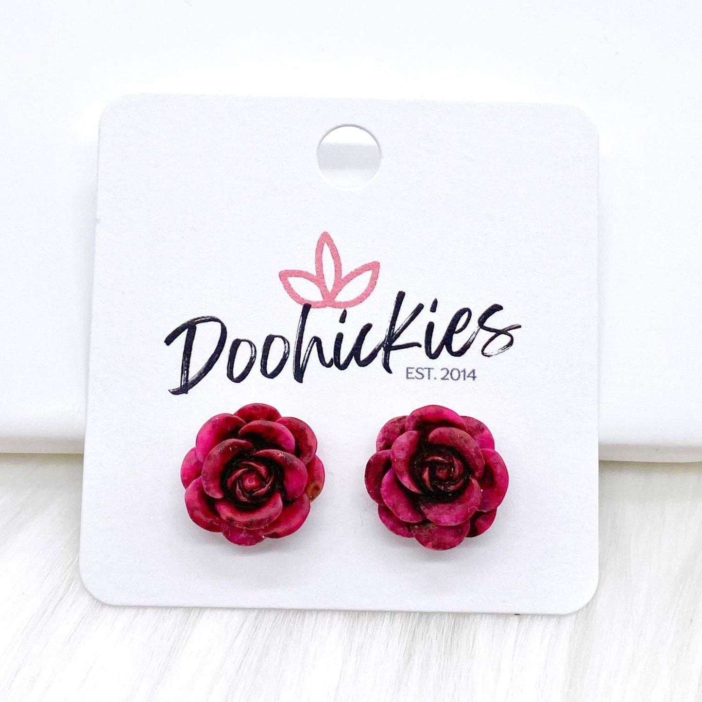 14mm Rose Singles -Earrings by Doohickies Wholesale