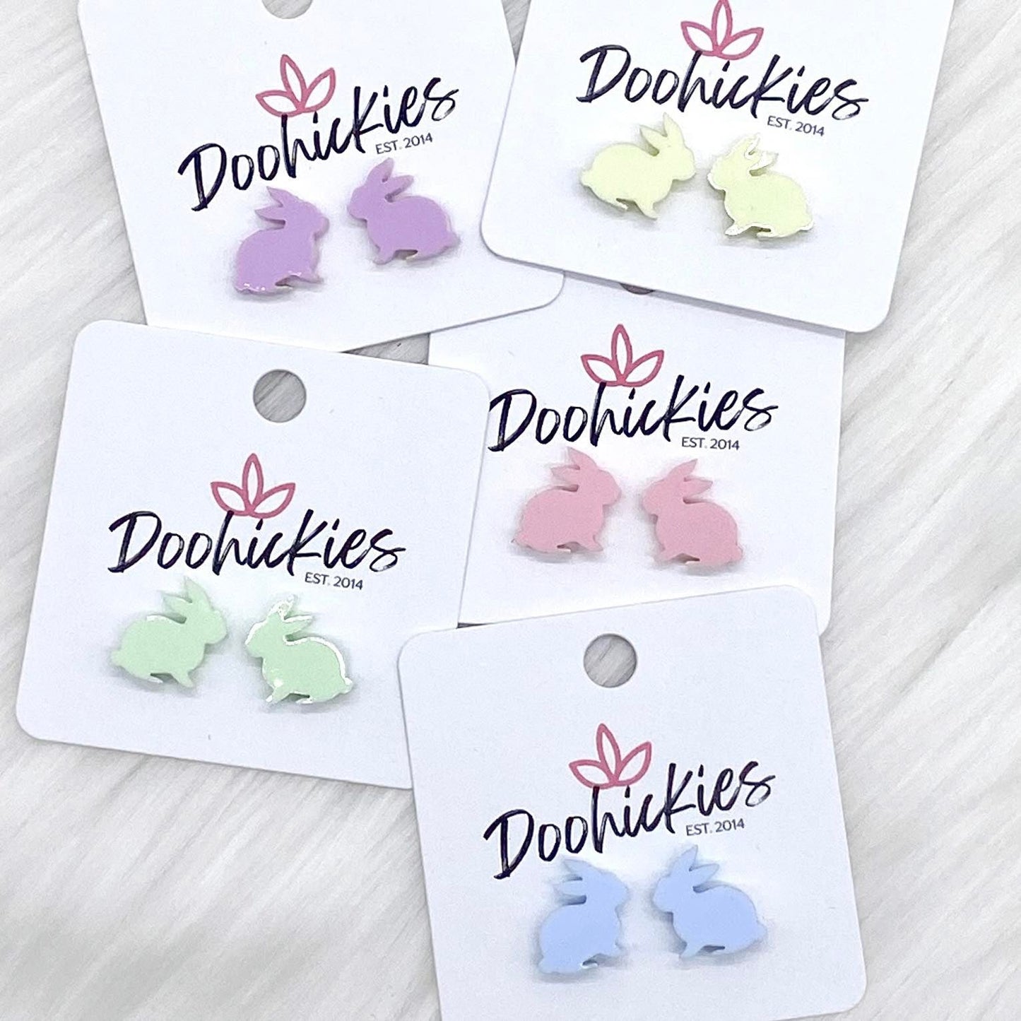 15mm Pastel Rabbits -Easter Earrings by Doohickies Wholesale