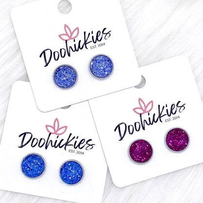 10mm Sparkles in Stainless Steel Settings -Earrings by Doohickies Wholesale