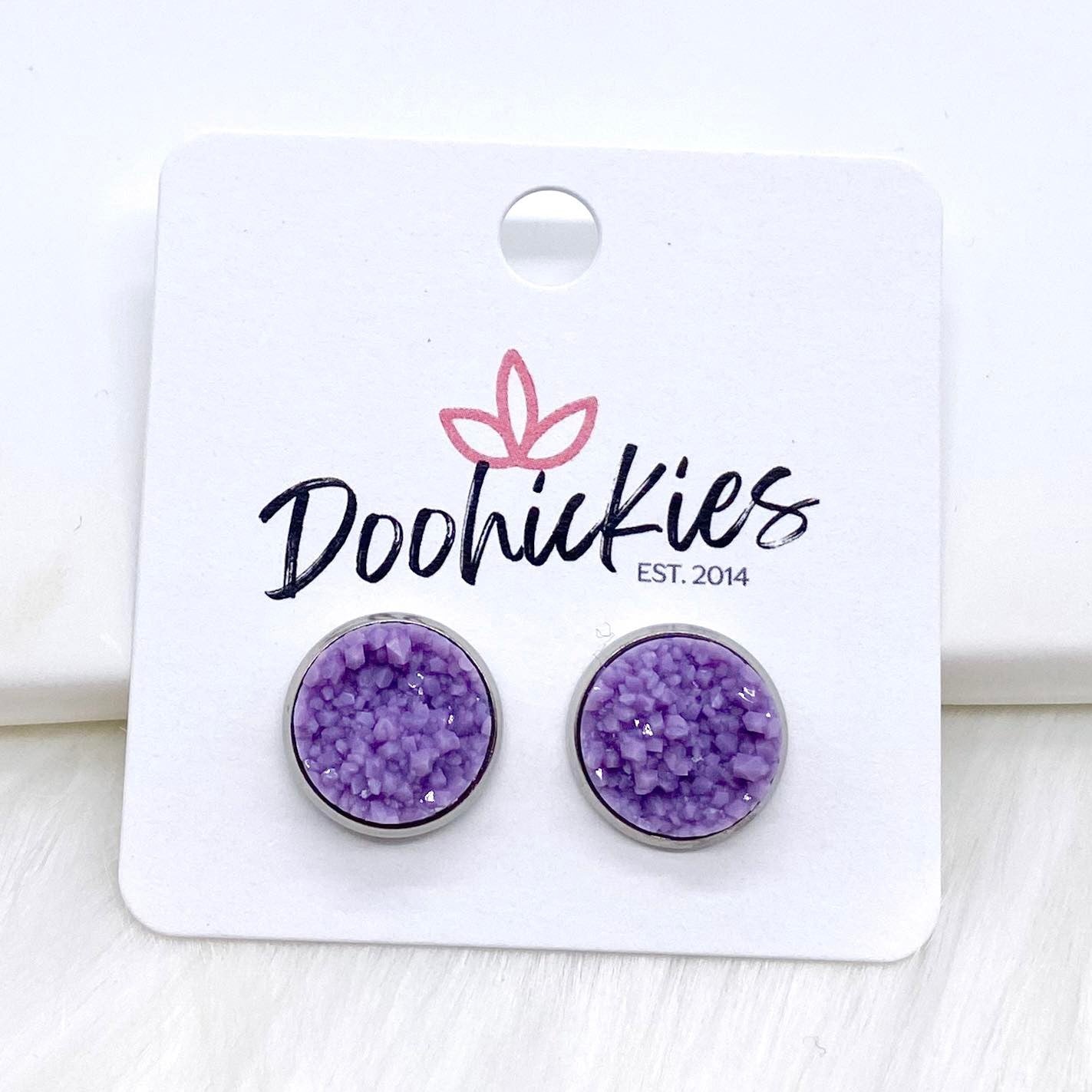 12mm Bright Crystal Studs in Stainless Steel Settings -Summer Earrings by Doohickies Wholesale