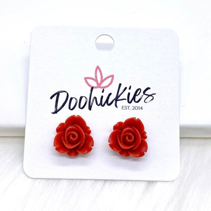 13mm Blooming Rose Singles -Earrings by Doohickies Wholesale