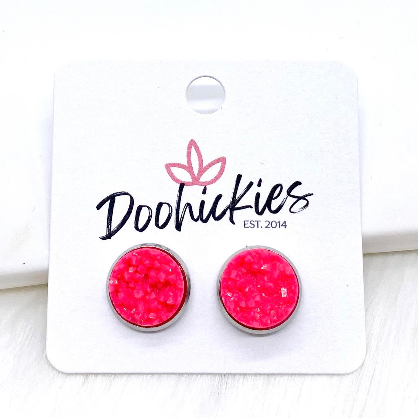 12mm Bright Crystal Studs in Stainless Steel Settings -Summer Earrings by Doohickies Wholesale