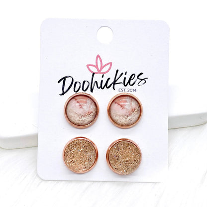 12mm Marble Duos -Earrings by Doohickies Wholesale