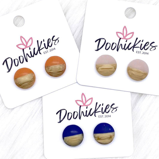 12mm Colorblock Singles -Earrings by Doohickies Wholesale
