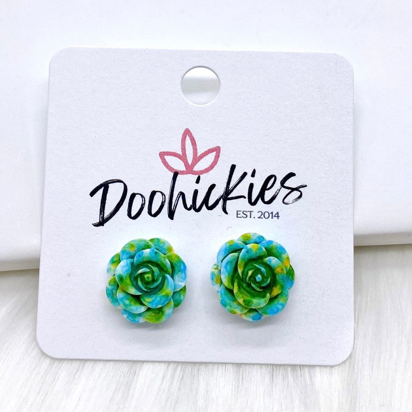 14mm Rose Singles -Earrings by Doohickies Wholesale