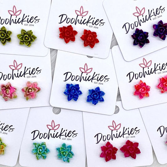 13mm Succulent Singles -Earrings by Doohickies Wholesale