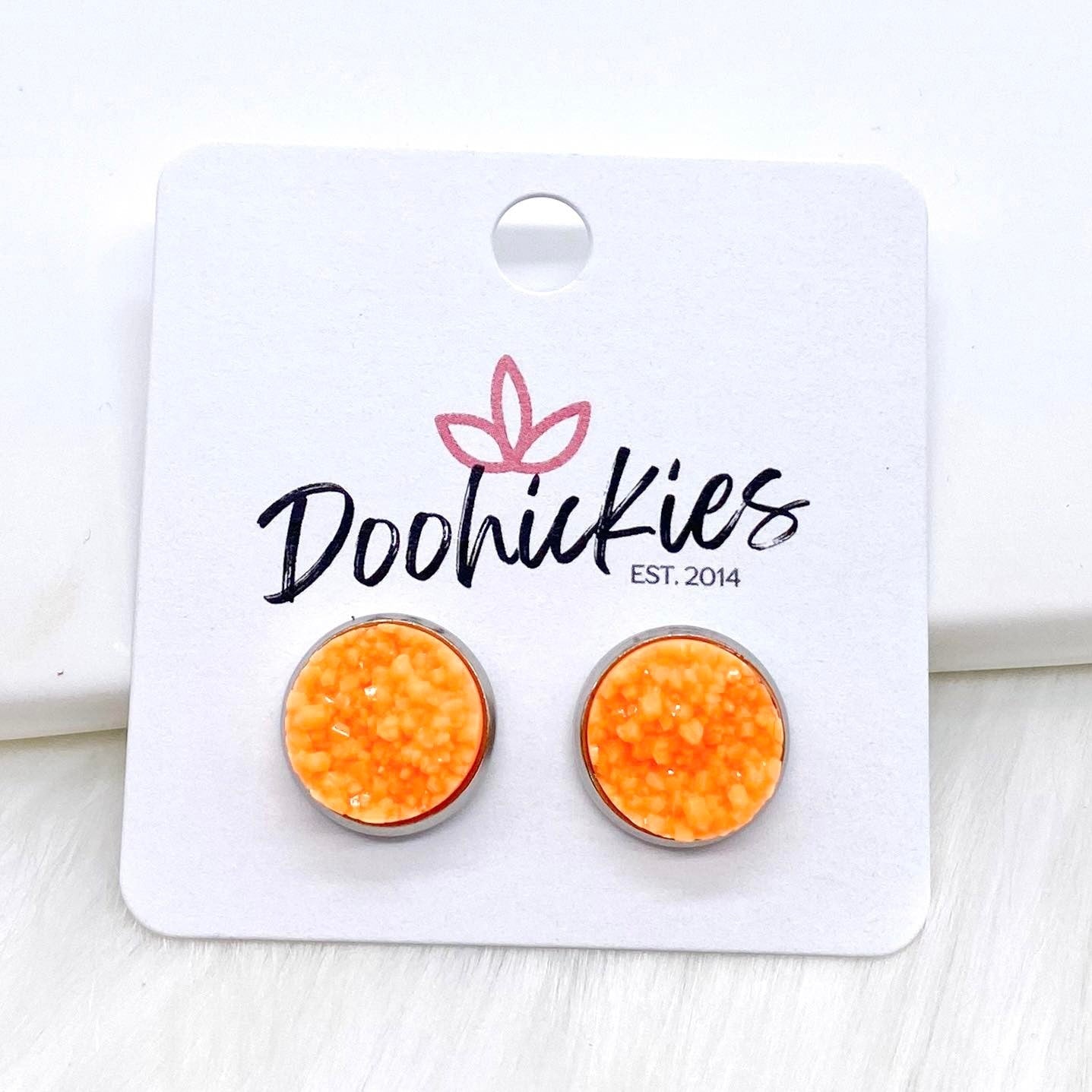 12mm Bright Crystal Studs in Stainless Steel Settings -Summer Earrings by Doohickies Wholesale