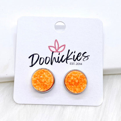 12mm Bright Crystal Studs in Stainless Steel Settings -Summer Earrings by Doohickies Wholesale