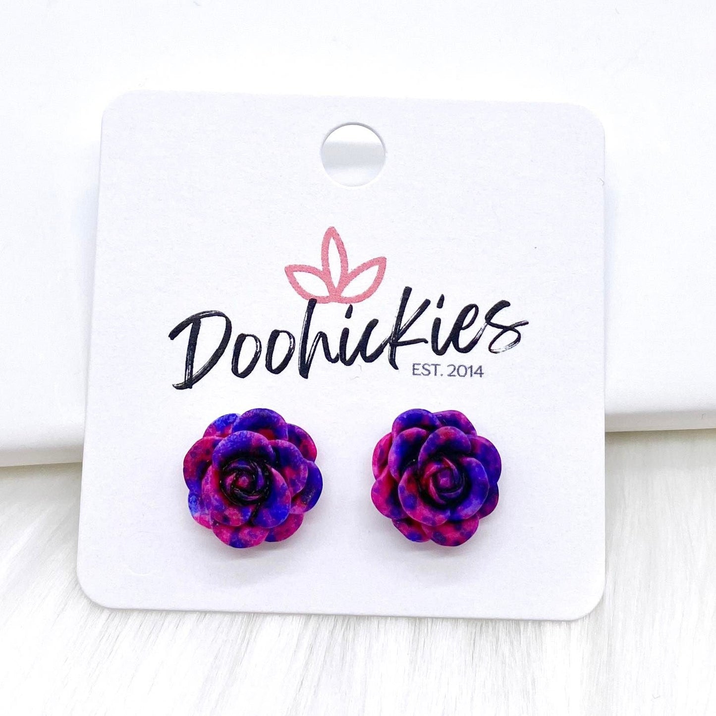 14mm Rose Singles -Earrings by Doohickies Wholesale