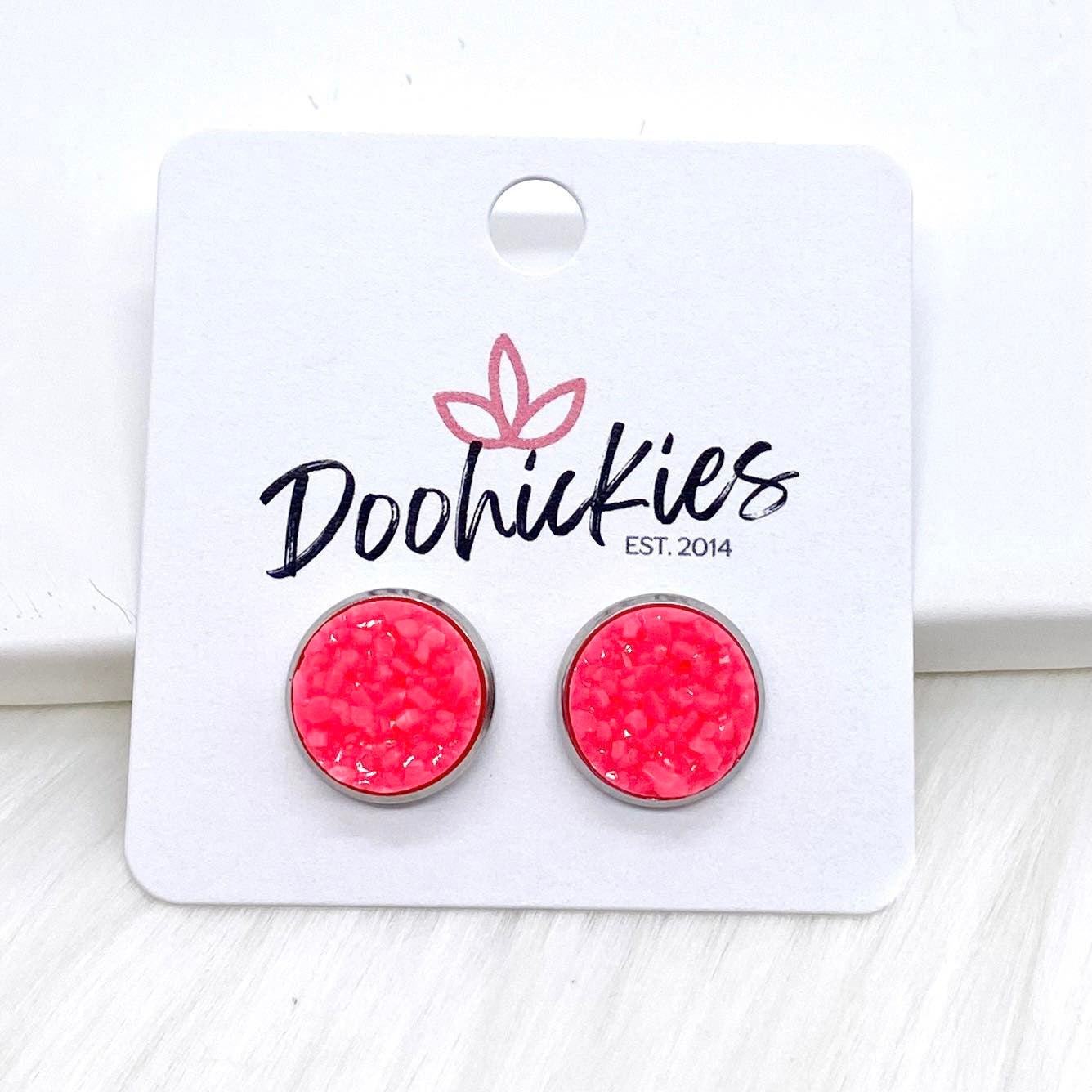 12mm Tropical Crystal Studs in Stainless Steel Settings -Summer Earrings by Doohickies Wholesale