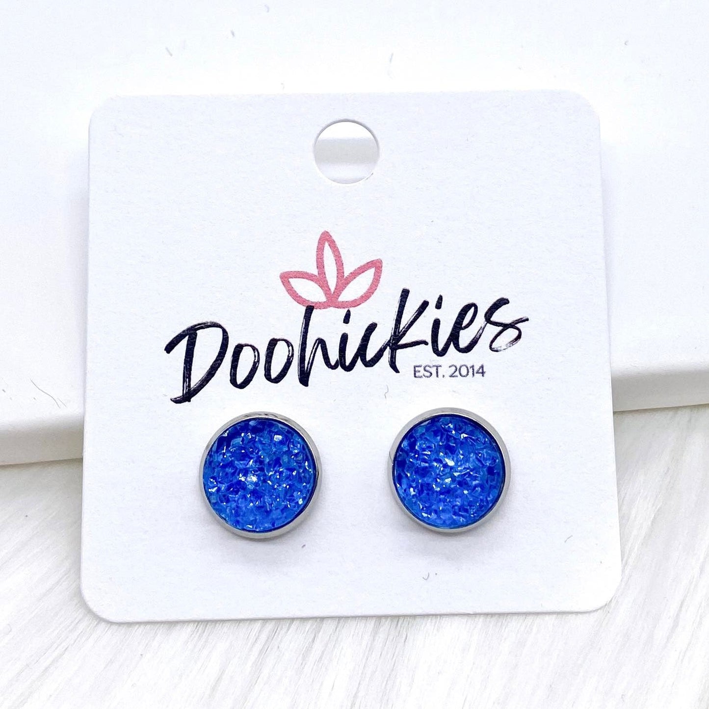 10mm Sparkles in Stainless Steel Settings -Earrings by Doohickies Wholesale