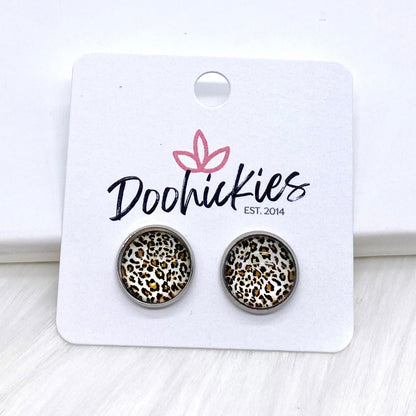 12mm Leopard Singles -Earrings by Doohickies Wholesale