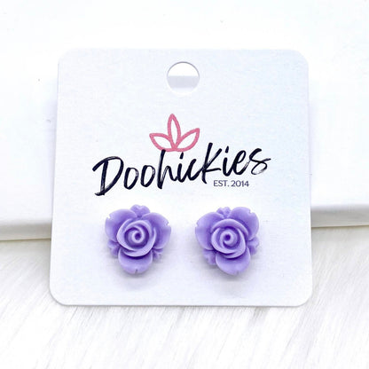 13mm Blooming Rose Singles -Earrings by Doohickies Wholesale