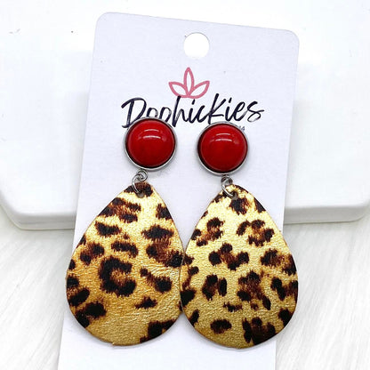 2" Turquoise & Leopard Bitty Dangles -Earrings by Doohickies Wholesale