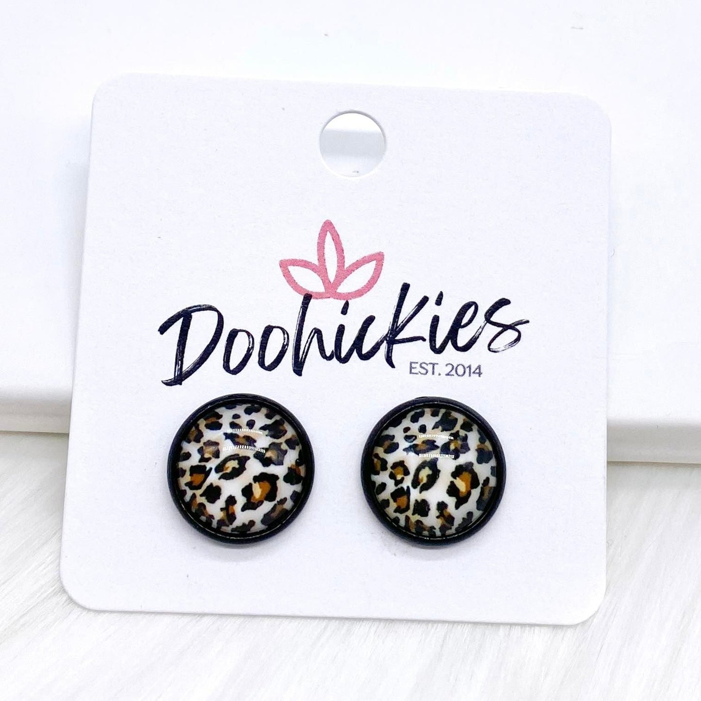 12mm Leopard Singles -Earrings by Doohickies Wholesale